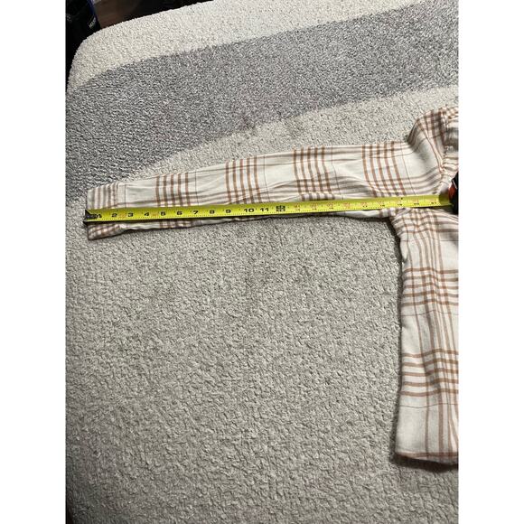 C&C California Button Down Hooded Flannel Shirt Womens Sz Medium Tan 89B02025T - Picture 4 of 8